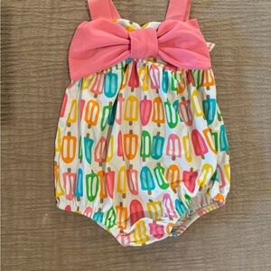 Colorful Popsicle Print Baby Swimsuit with Pink Bow